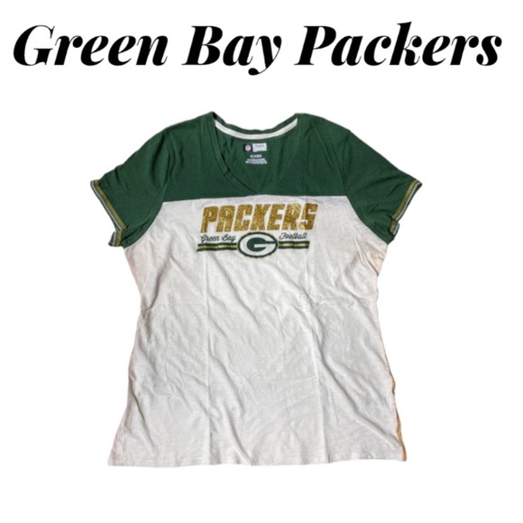 NFL Tops - NFL Women’s Green Bay Packers Short Sleeve White/Green/Gold T-Shirt Size XXL